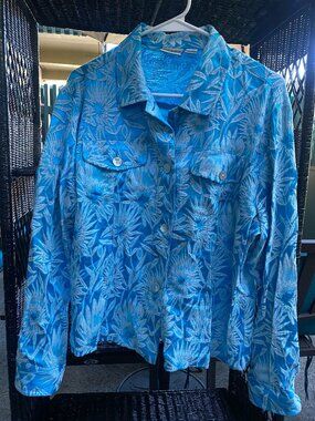 Gorgeous deep aqua Chicos sz 2 (12 or large) womens blazer jacket